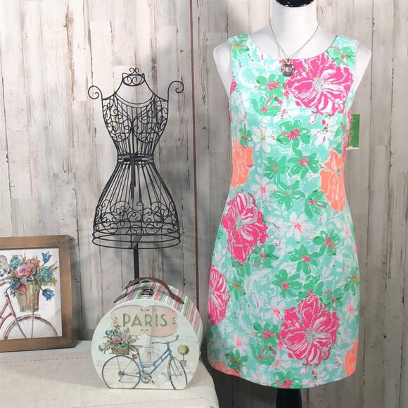 NWT Lilly Pulitzer Eden Shift Dress in Poolside Blue Beach Walk Size Small - Picture 1 of 16